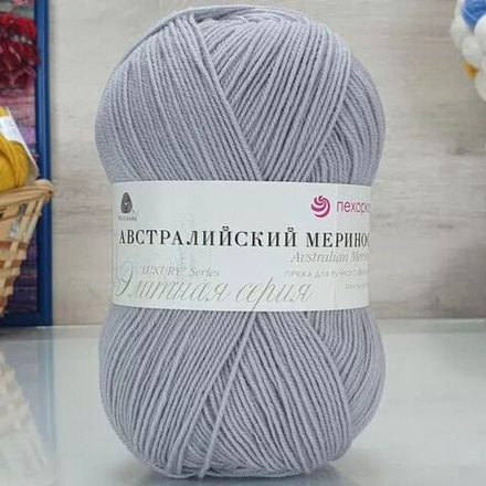 Австралийский меринос пряжа, Пехорка 95%меринос.шерсть 5%обьемный акрил 5х100г/400м 276 перламутр