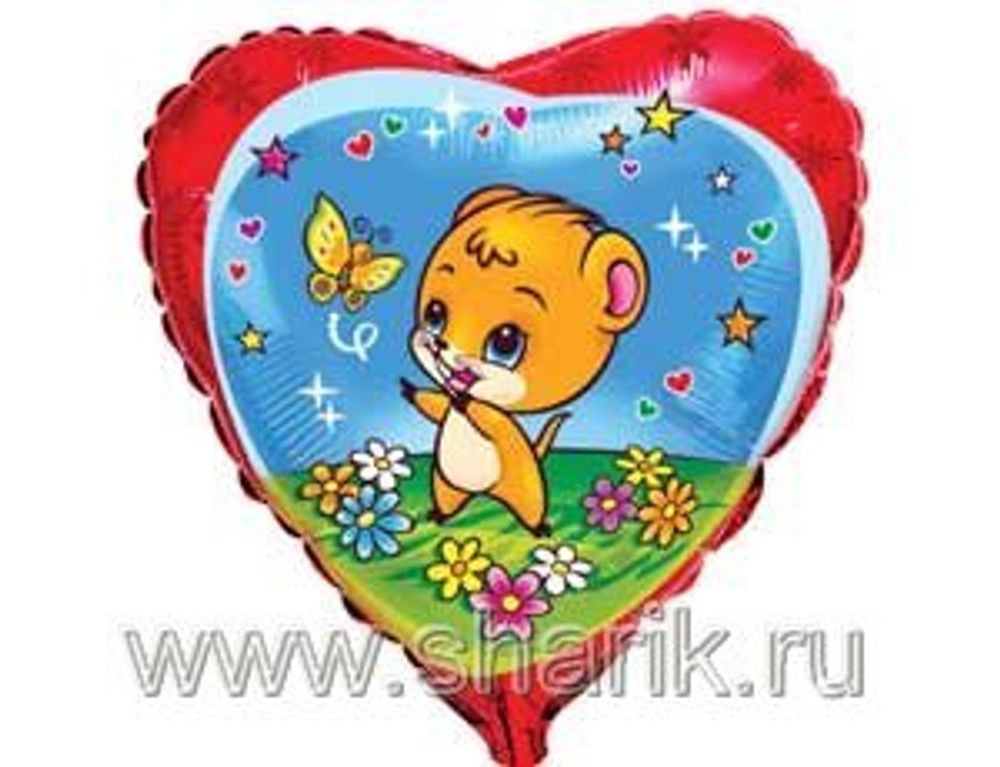 Ф 18&quot; Сердце Мышка с бабочкой