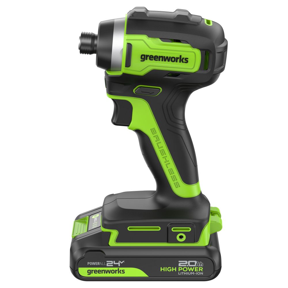 Винтоверт ударный акк. Greenworks ID3170, 24V, б/щет, 0-3200об/мин, 4000 уд/мин, HEX 1/4, 170Нм,1х2Ач,ЗУ,кор (3804907CUA)