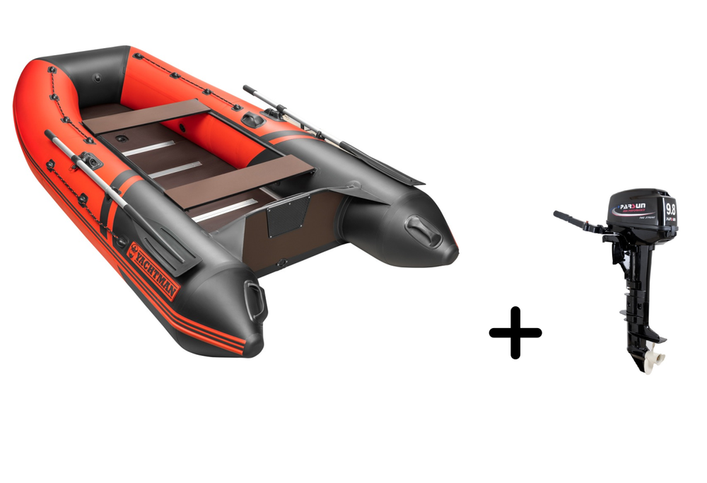 YACHTMAN-300 СК красный-черный + PARSUN T 9.8 BMS (комплект лодка + мотор)