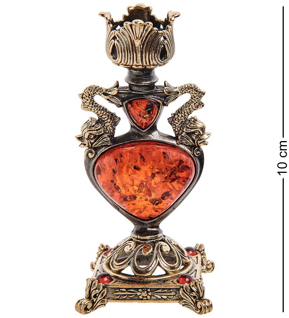 Народные промыслы AM-2981 Подсвечник «Индийский» (латунь, янтарь)