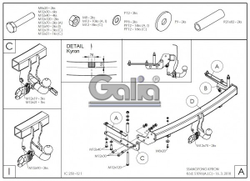 Фаркоп оцинкованный Galia S109A для Ssang Yong Rexton 2006-2012, 2012-(паспорт и сертификат в комплекте)(без электрики)