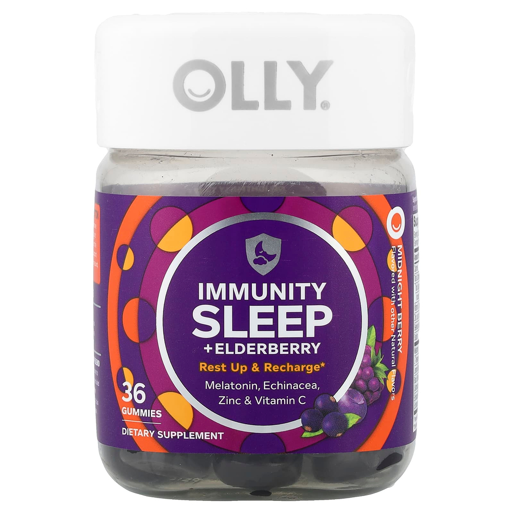 OLLY, Immunity Sleep + бузина, полуночная ягода, 36 жевательных таблеток