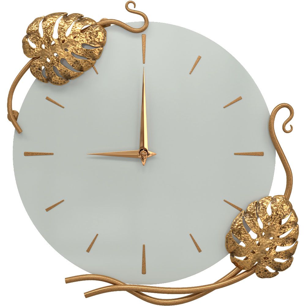 Часы настенные Monstera Deliciosa (Монстера) Колор Серый дым Амбер