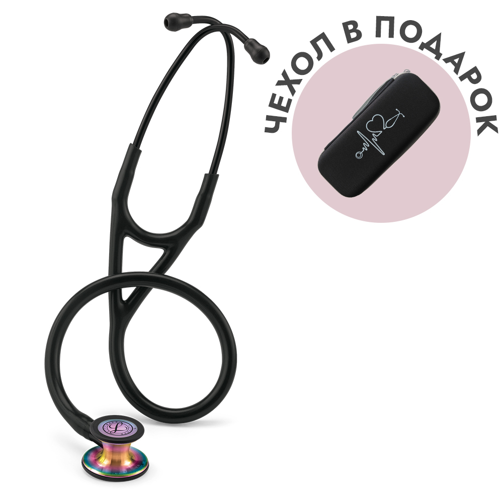 Стетоскоп Littmann Cardiology IV, черный, радужная акустическая головка (6165)