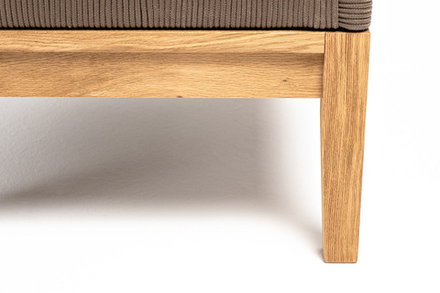 "Канны" кресло плетеное из роупа, основание дуб, роуп коричневый круглый, ткань темно-серая 027