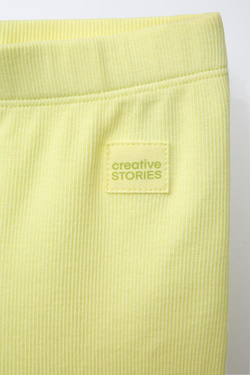 ZARA ШОРТЫ-ВЕЛОСИПЕДКИ В РУБЧИК, ЛИМОННО-ЖЕЛТЫЙ