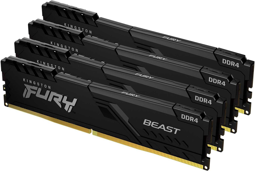 Оперативная память Kingston FURY Beast DDR4‑3600 — 32 ГБ / 64 ГБ / 128 ГБ чёрная RGB‑версия