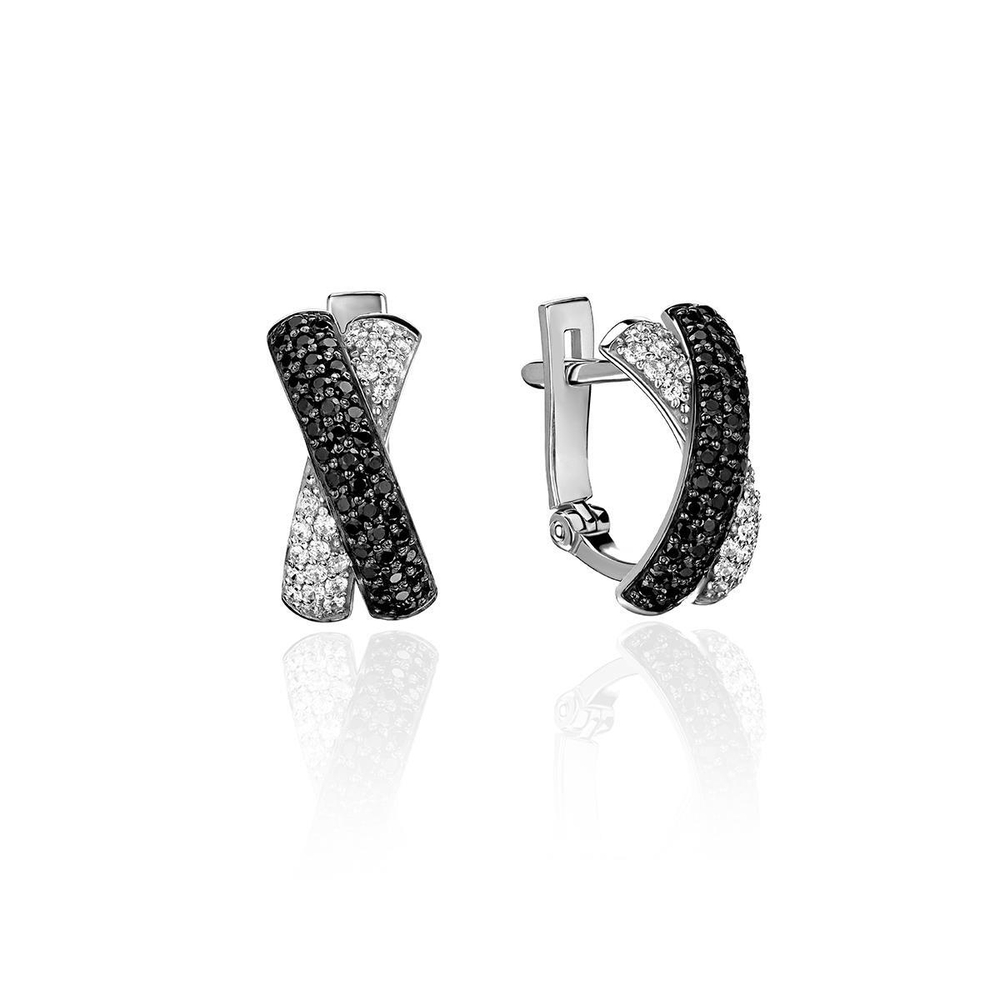 Серьги с фианитом из белого золота 585 пробы JA-S-225834-1
