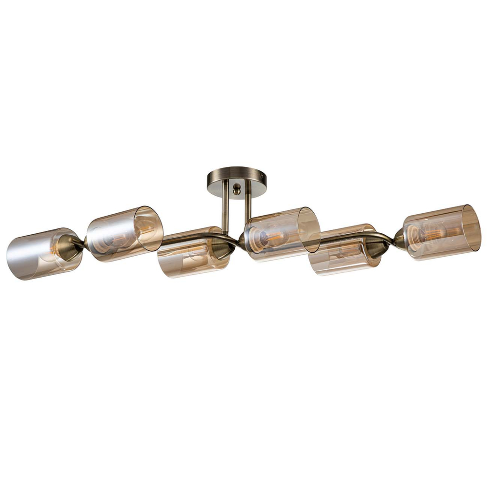 Светильник на штанге 6x60Вт E27, металл/стекло, античная бронза