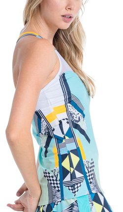 Женский топ теннисный Lucky in Love Cool Urbana Tank W/Bra - небесный