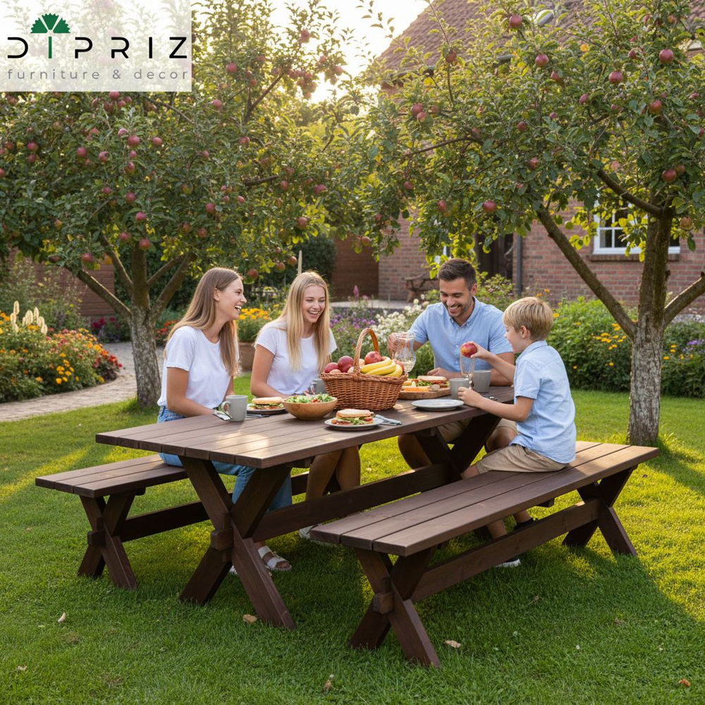 Стол обеденный, 210х103х73, Осло, садовый стол, из массива дерева, венге, Dipriz