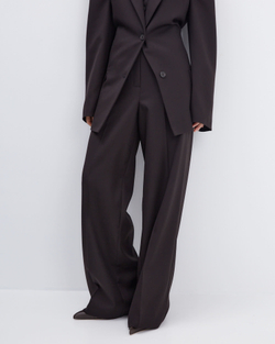 Брюки с регулируемым хлястиком из шерсти Гуччи горький шоколад