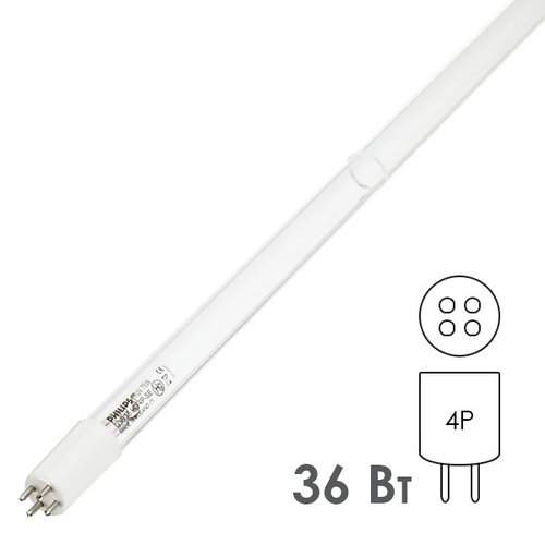 Лампа бактерицидная TUV 36 T5 HO 4P-SE 75W L843mm специальная безозоновая Philips 927972104099