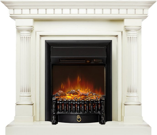 Каминокомплект Dallas - Слоновая кость с патиной с очагом Fobos FX M Black RC