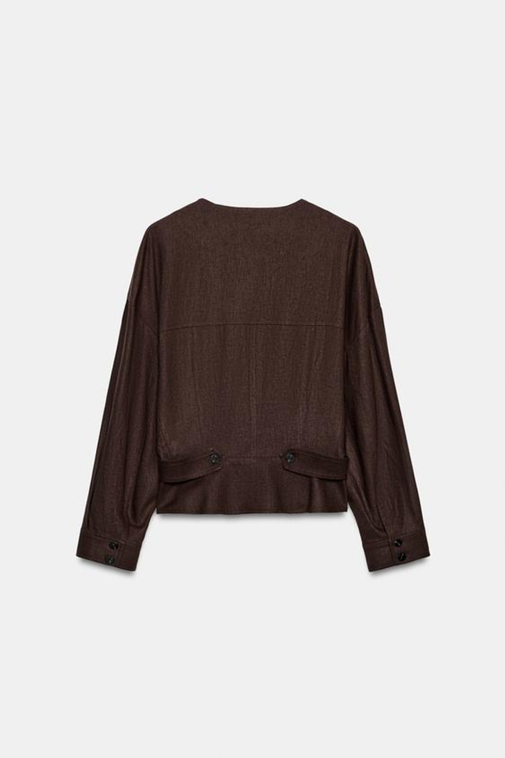 ZARA ДВУБОРТНАЯ КУРТКА ИЗ ЛЬНА, ШОКОЛАДНО-КОРИЧНЕВЫЙ