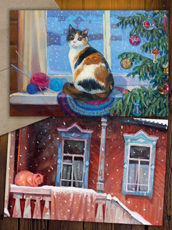 Кошки и окошки №2. 10 открыток