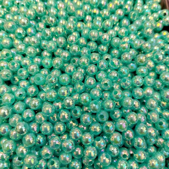 Бусины 6 мм ПЕРЛАМУТР (Аквамарин) - 15 грамм