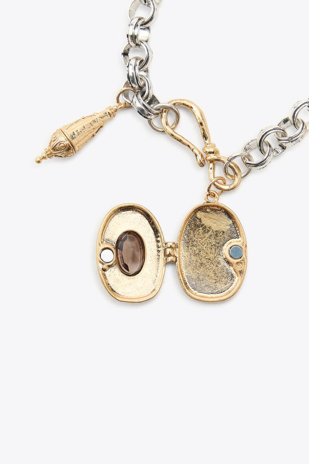 ZARA НАБОР ИЗ 2 БРАСЛЕТОВ С ШАРМАМИ В ВИДЕ КОРОБОЧЕК, ЗОЛОТОЙ/СЕРЕБРЯНЫЙ