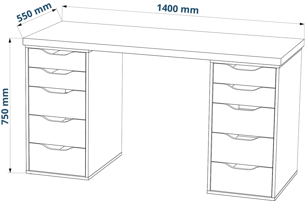 Стол письменный Ингар 2/55 140x75x55, белый