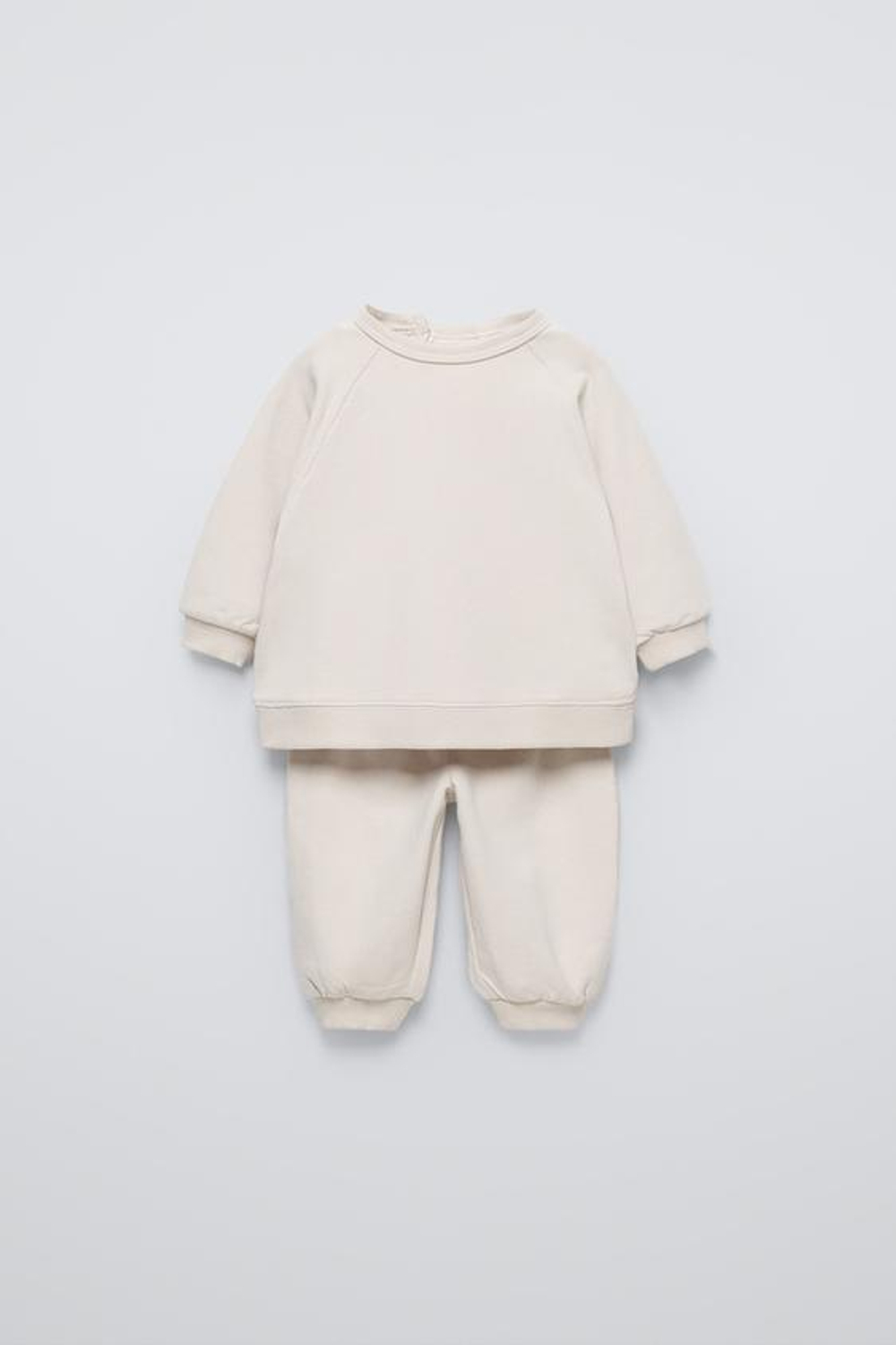 ZARA КОМПЛЕКТ: ТОЛСТОВКА И БРЮКИ-ДЖОГГЕРЫ, СВЕТЛО-БЕЖЕВЫЙ