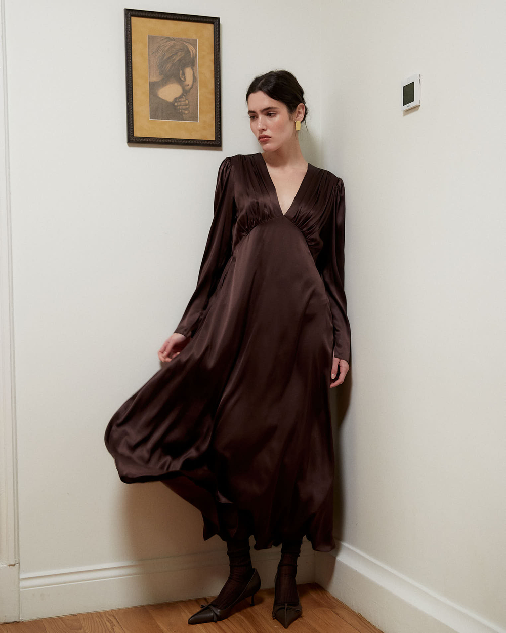 Платье из шелка Берберри шоколад