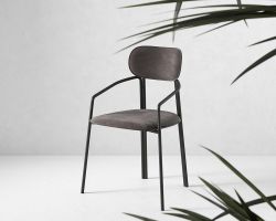 Стул Ror, Round, велюр, черный/серый