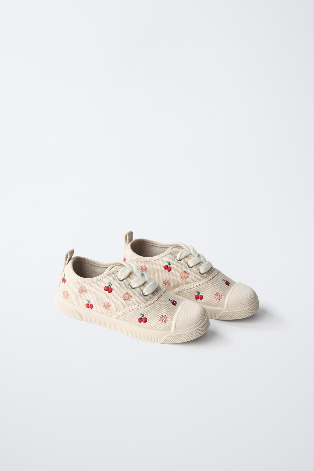 ZARA КЕДЫ ХЛОПКОВЫЕ С ВЫШИВКОЙ, ЭКРЮ