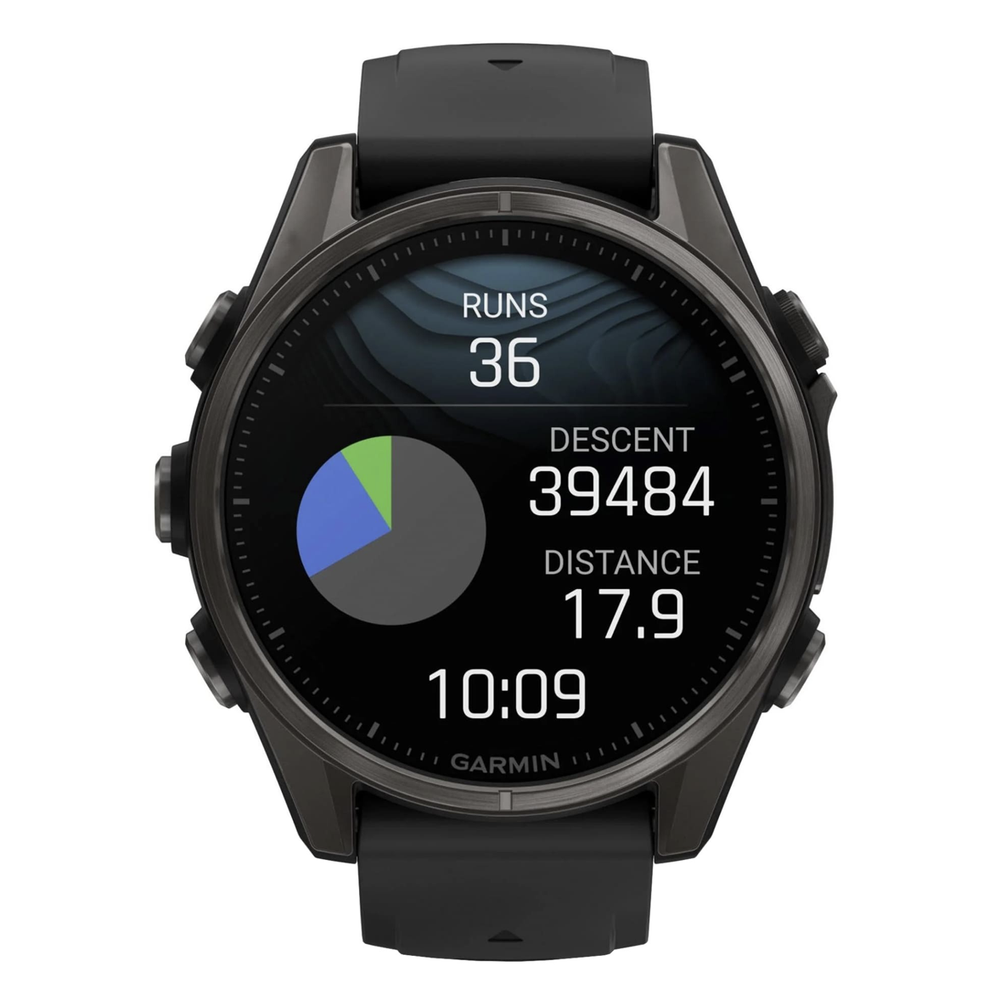 Умные часы Garmin Fenix 8 Amoled 43mm, Sapphire Lens, Carbon Gray DLC Titanium + Silicone Band