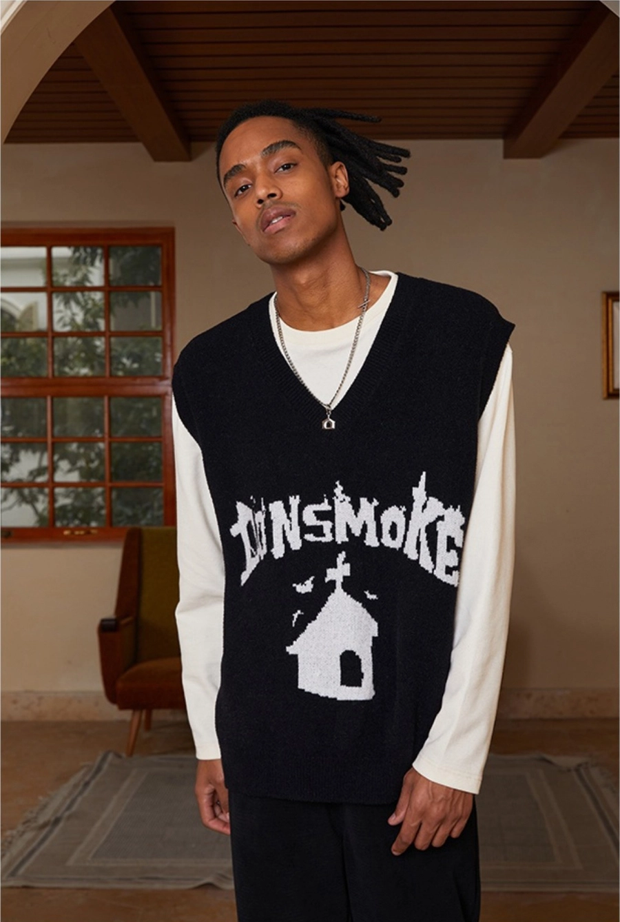 [FROM MOSCOW] Жилет DONSMOKE "Castle Logo" V-Neck Knitted Vest