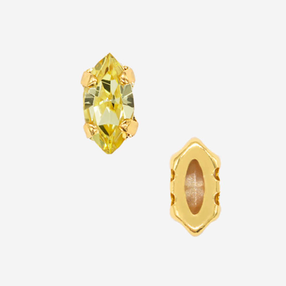 Кристалл Маркиз (Marquise Fancy Stone) в цапах, оттенок "Light Topaz", 6*3мм, позолота