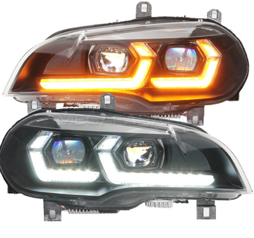 Передние светодиодные фары БМВ Х5 (Е70) 2007-2014 V2 type [Комплект Л+П; ходовые огни; FULL LED]