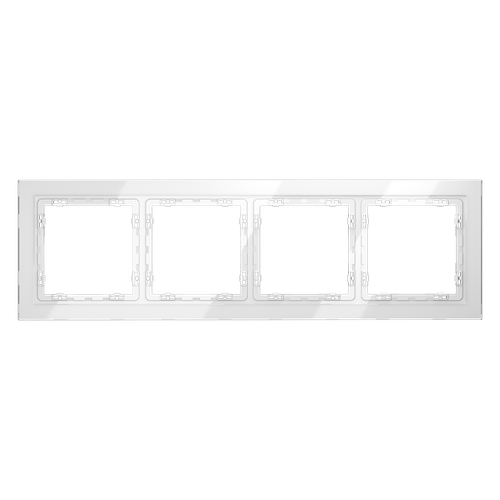 Рамка стеклянная VOLTUM S70 на 4 поста, (белый, стекло)