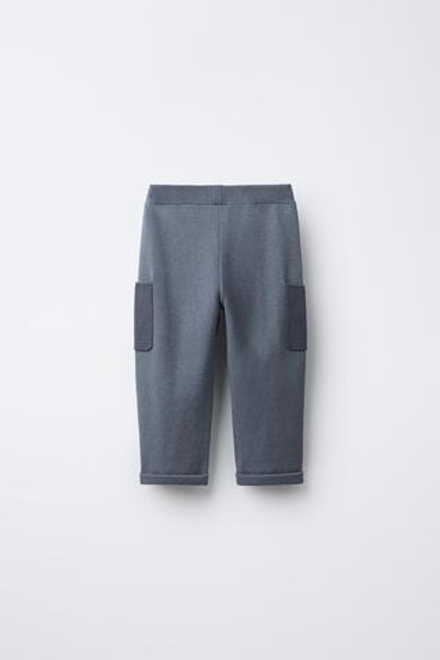 ZARA ТРИКОТАЖНЫЕ БРЮКИ-ДЖОГГЕРЫ, СИНИЙ МЕЛАНЖ