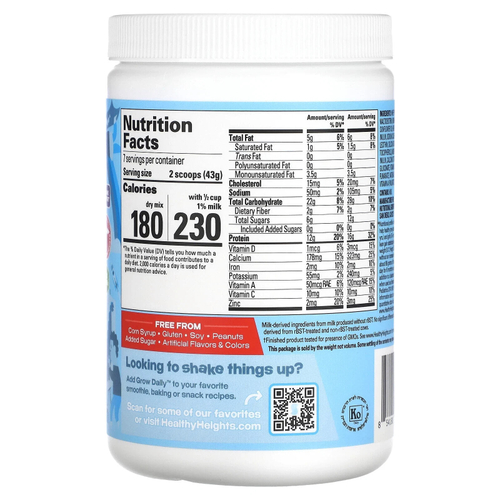 Grow Daily, Whey Protein & Nutrition Mix, For Kids 3+, Plain, 10.6 oz (301 g)