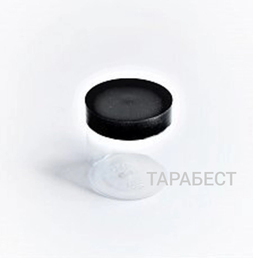 Банка 150 мл пластик прозрачная с черной крышкой (узкая)