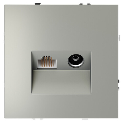 Розетка телевизионная встраиваемая VOLTUM S70 TV+RJ45 кат. 6, (сталь)