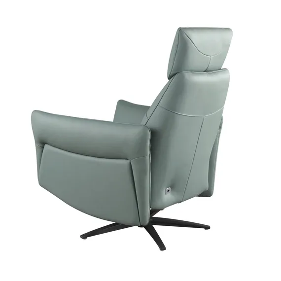 Вращающееся кресло-реклайнер 5174 из бирюзово-зелёной кожи