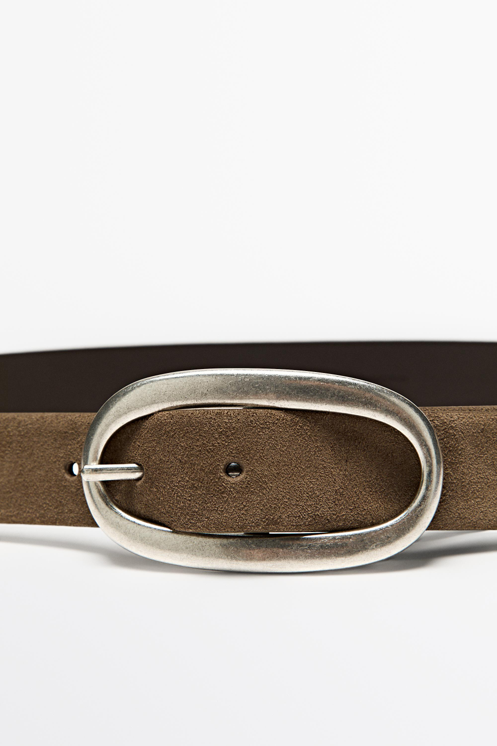 Massimo Dutti Ремень из замши, кротово-коричневый