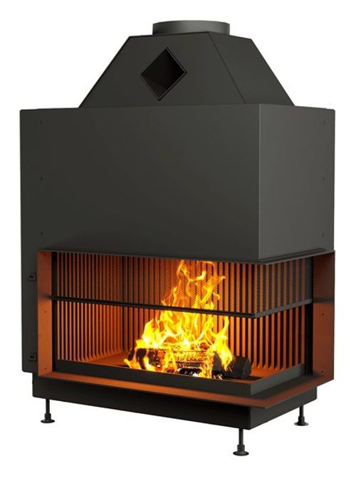 Открытая каминная топка с сеткой АСТОВ О2С 90\50 ПРАВАЯ