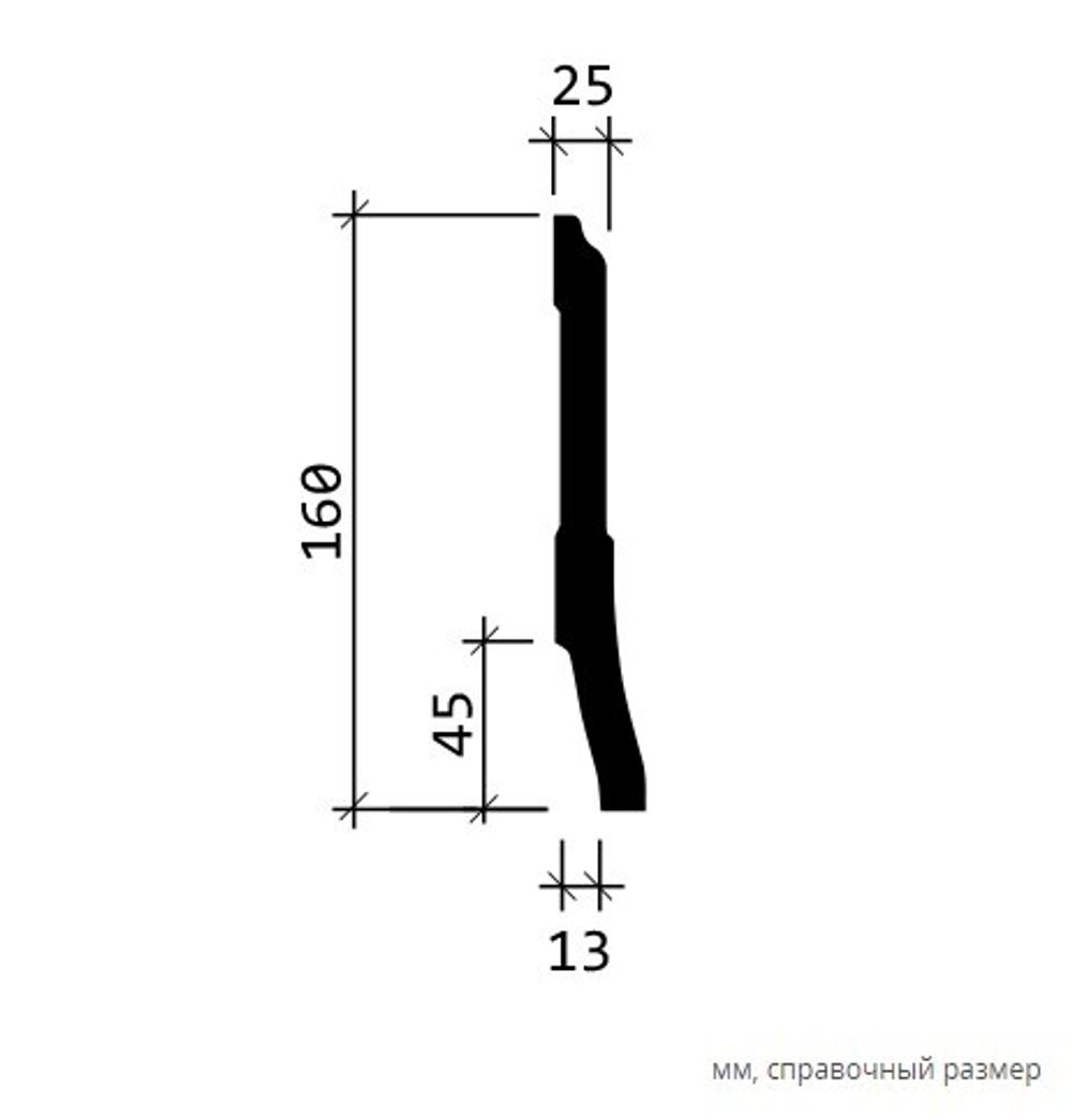 Плинтус пенополиуретан, 2000x25x160 мм