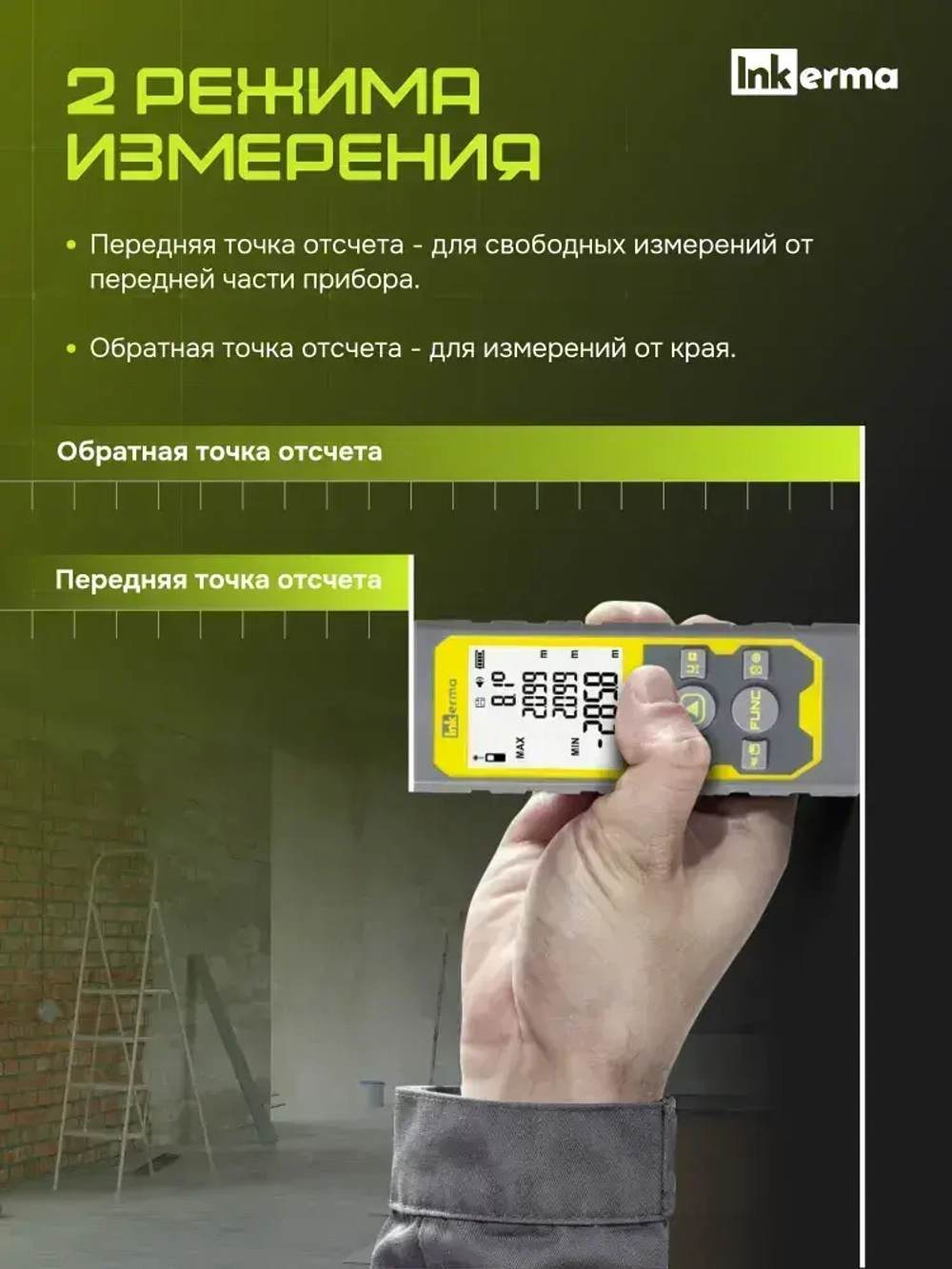 Лазерный дальномер строительный Inkerma ACE-60 лазерная рулетка электронная для ремонта и строительства 60м