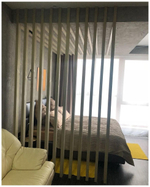 Г-образная перегородка для зонирования из Сосны 45х90мм