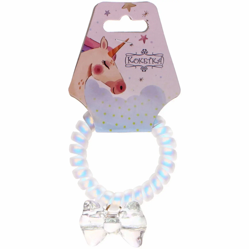 Резинка для волос силиконовая «MARZIPAN», бантик, цвет белый, d-5,5см (подвес Единорог)