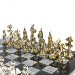 Шахматы "Дон Кихот" доска 40х40 см серый мрамор змеевик G 122647
