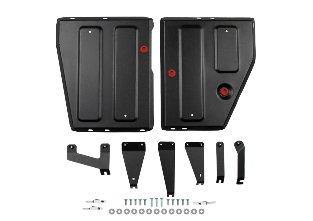 Защита топливного бака АвтоБроня для Jetour X50 МКПП, РКПП FWD 2024-н.в., рынок РФ, сталь 1.5 мм, с крепежом, штампованная, 111.00966.1