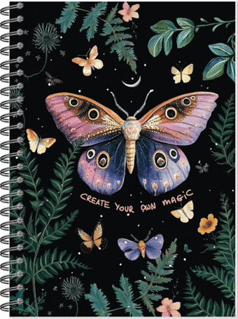 Блокнот для зарисовок SKETCHBOOK А5 с жесткой ламинированной обложкой 60л. ВОЛШЕБНЫЙ ЛЕС. НОЧНАЯ БАБОЧКА