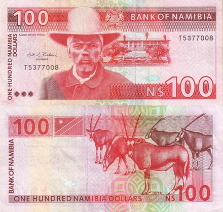 Намибия 100 долларов 1993 Капитан Хендрик Витбои UNC