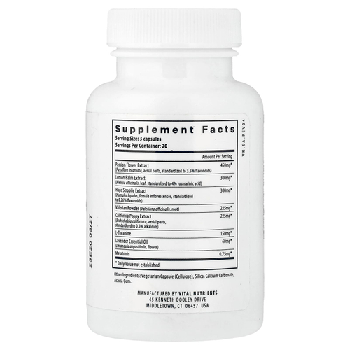 Vital Nutrients, средство для сна, 60 растительных капсул