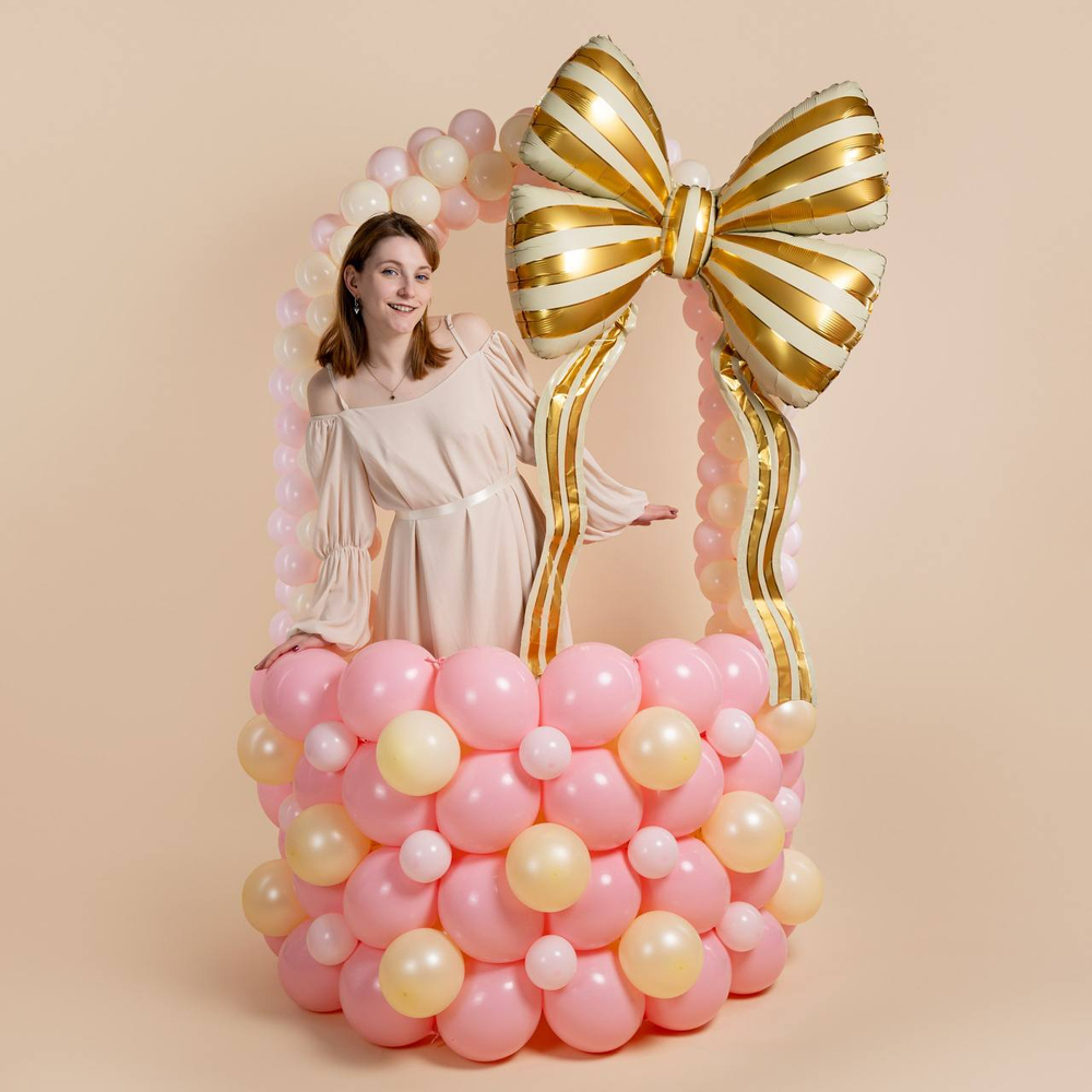 Фигура "Бант стильные полоски" крем/золото